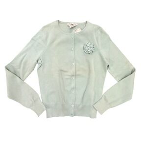 Vintage NEW Casual Corner Silk Stretch Cardigan XS Button Light Green Flower l